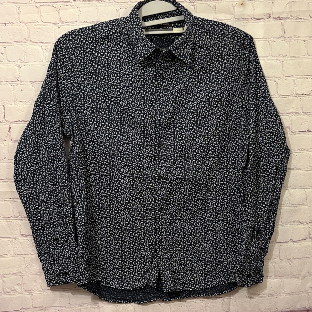MICHAEL KORS Men’s Dark Blue Floral Button Down Shirt Sz: XL